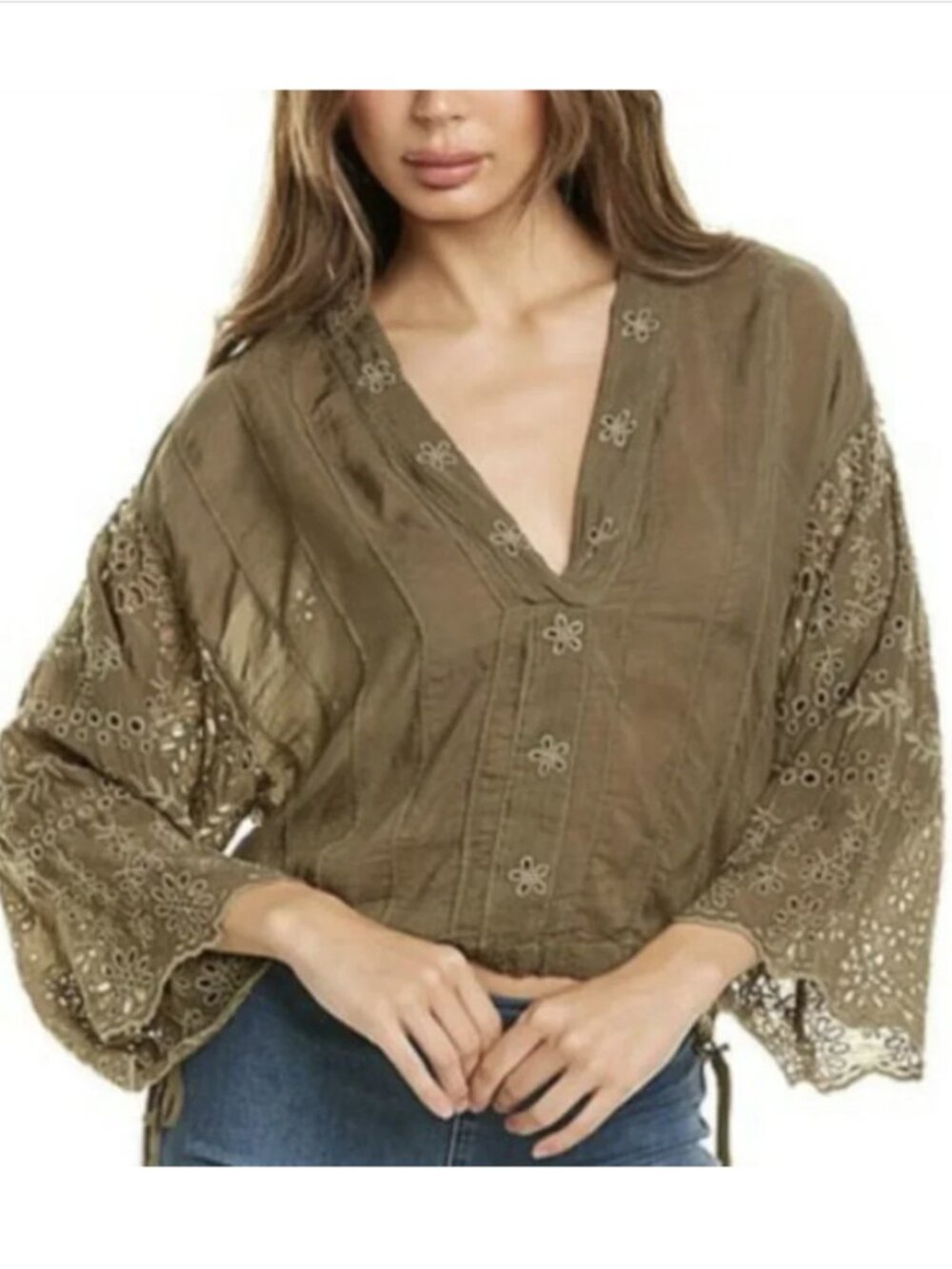 JOHNNY WAS Merissa Cinch Waist Eyelet Top
